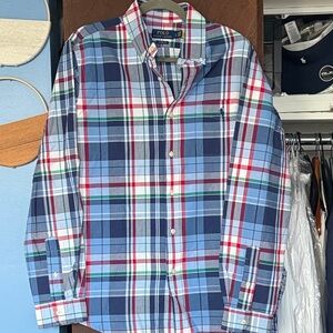 Polo by Ralph Lauren Men's Blue and Red Plaid Shirt